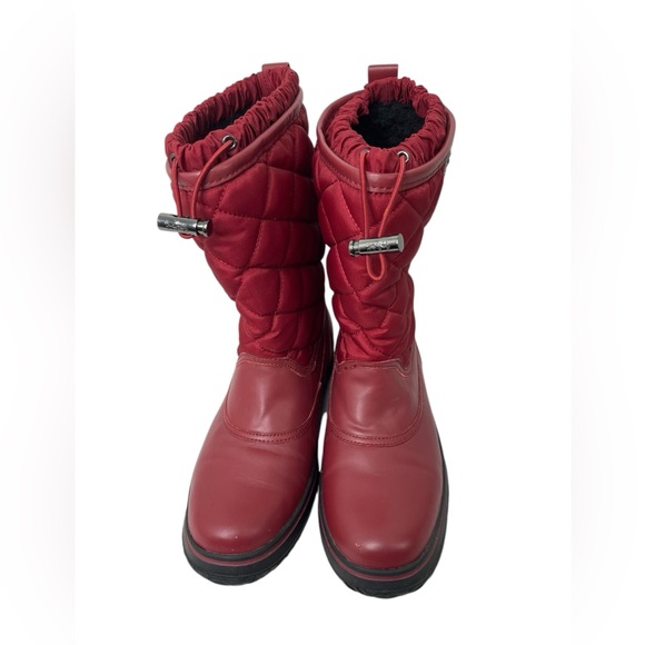 COACH Women’s Samara Quilted Winter Boots RED WINE Size 7.5 Designer Worn Once - Picture 1 of 7